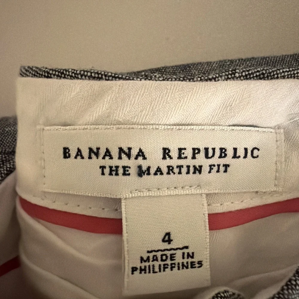 Banana Republic The Martin Fit Linen Pants Women's Size 4 Gray Career Trousers